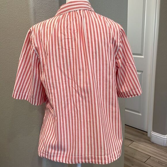 Anthropologie Pink Isabella Sinclair Striped Short Sleeve Button Up Shirt Size S - Picture 4 of 4